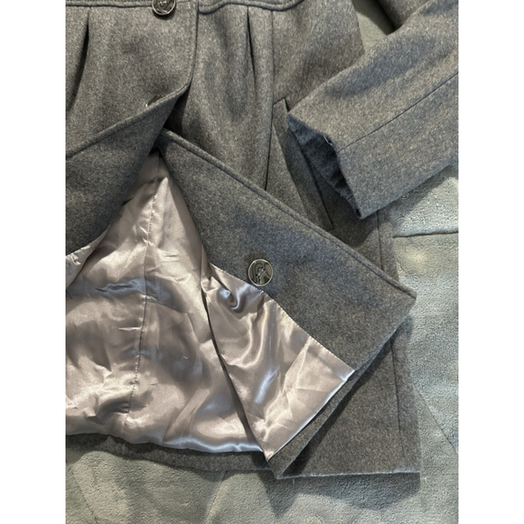 Women’s Kenneth Cole Wool Coat Grey with Zipper Hood Size 4 Winter Peacoat - Picture 3 of 12
